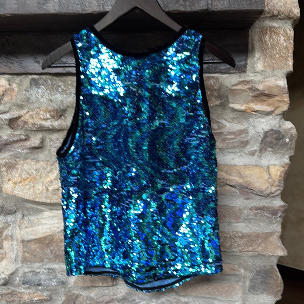 Zara Blue Sequin Sleeveless Tank Top